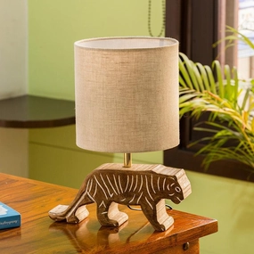'Tiger Panthera'' Handcarved Table Lamp In Mango Wood Louis Poulsen chandelier