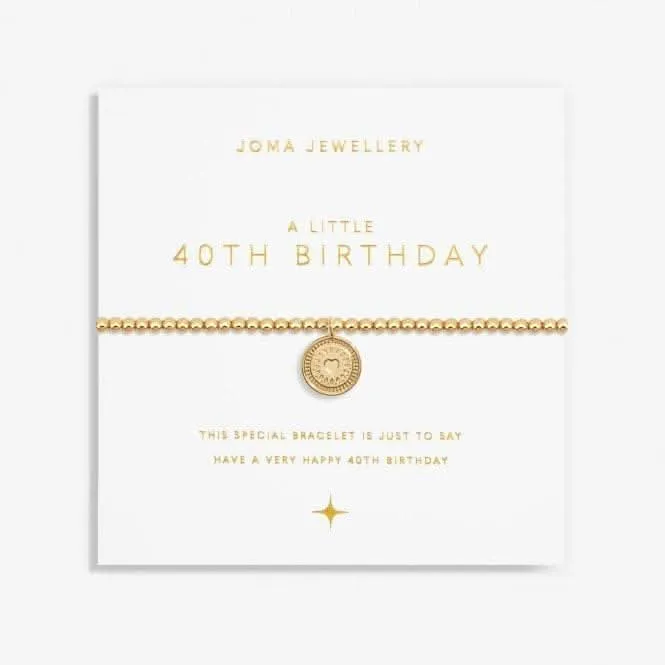 A Little 40th Birthday Gold Plated 17.5cm Stretch Bracelet 6990 Joma Jewellery