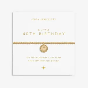 A Little 40th Birthday Gold Plated 17.5cm Stretch Bracelet 6990 Joma Jewellery