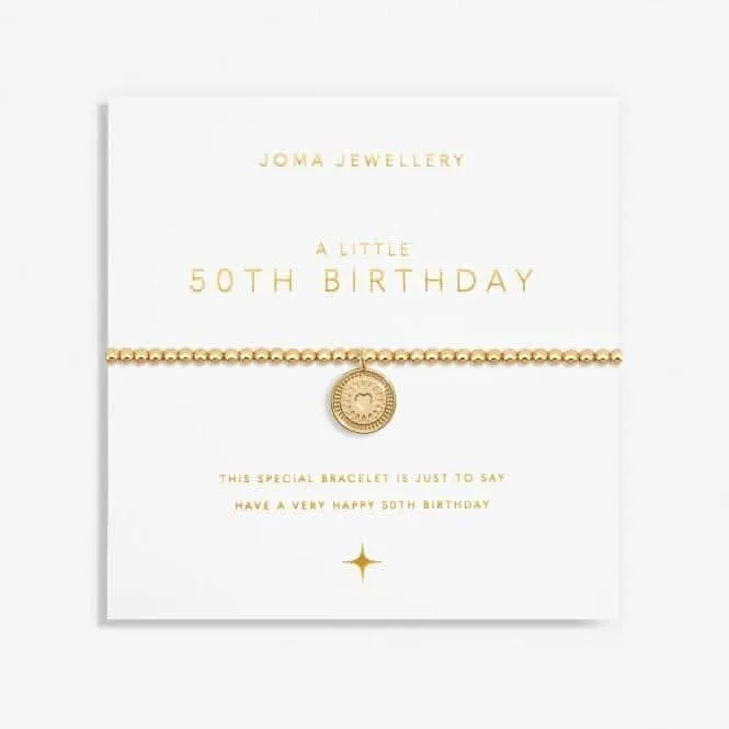 A Little 50th Birthday Gold Plated 17.5cm Stretch Bracelet 6991 Joma Jewellery