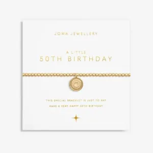 A Little 50th Birthday Gold Plated 17.5cm Stretch Bracelet 6991 Joma Jewellery