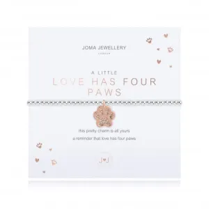 A Little A Little Love Has Four Paws Silver 17.5cm Stretch Bracelet 4303 Joma Jewellery