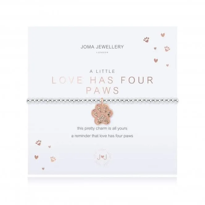 A Little A Little Love Has Four Paws Silver 17.5cm Stretch Bracelet 4303 Joma Jewellery