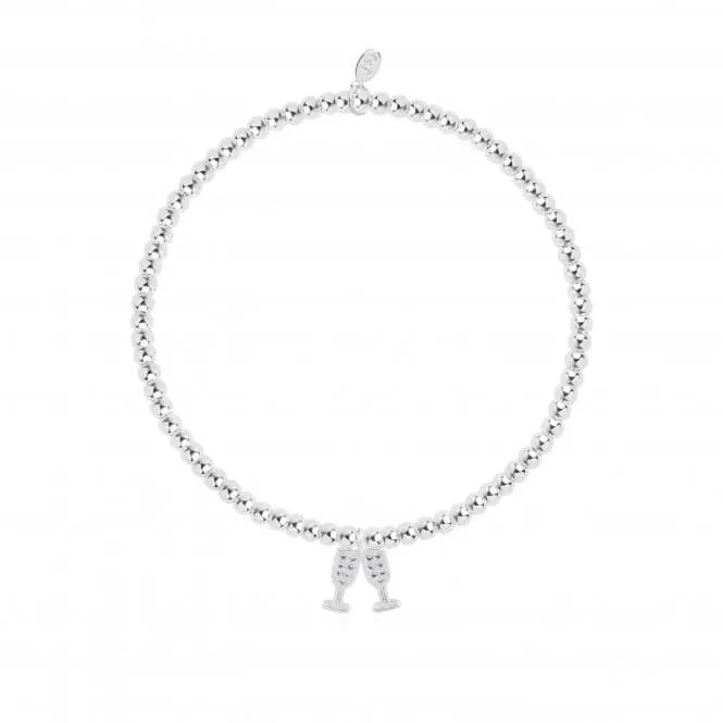 A Little Birthday Cheers! Silver 17.5cm Stretch Bracelet 4345 Joma Jewellery
