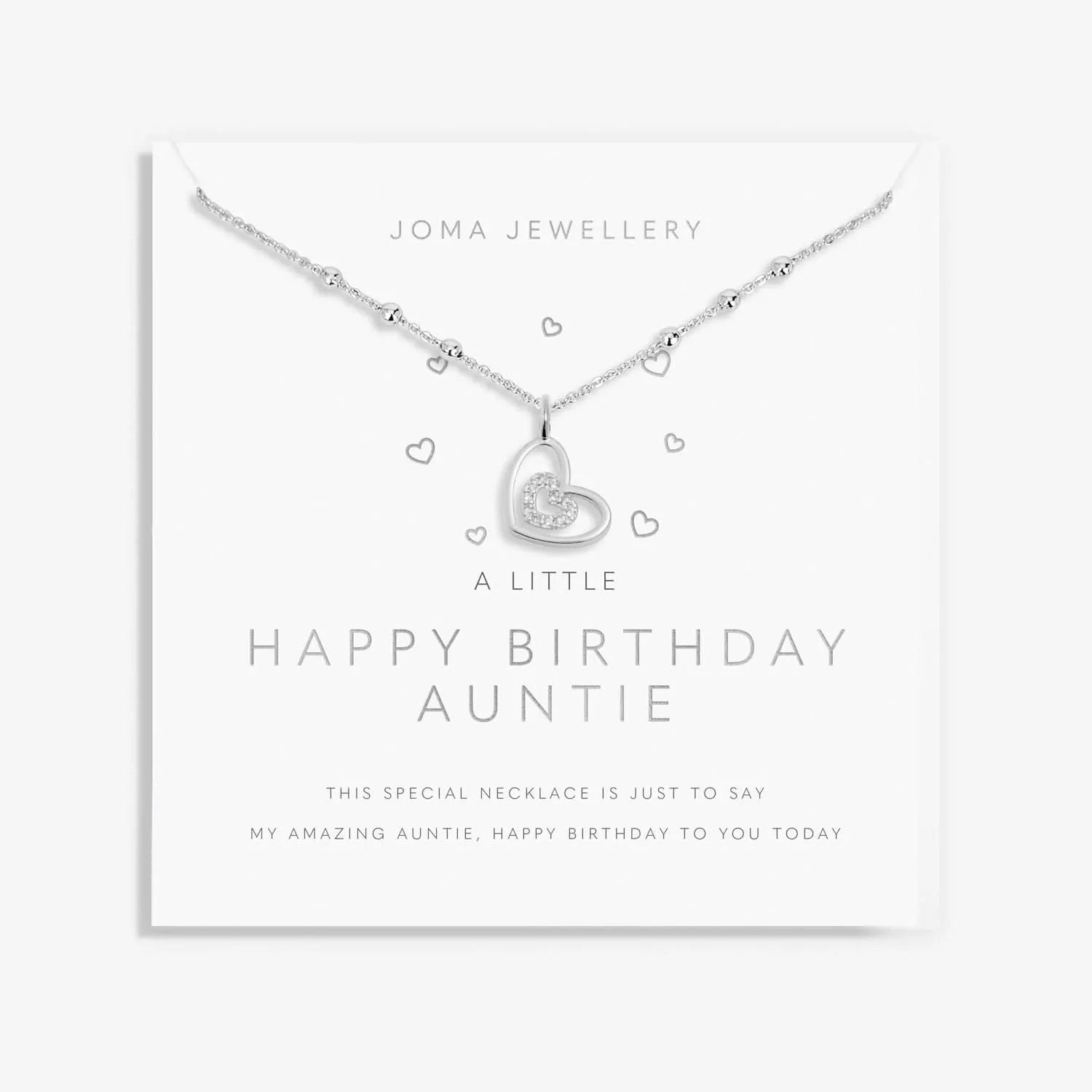 A Little Happy Birthday Auntie Silver Plated Necklace 7811 Joma Jewellery