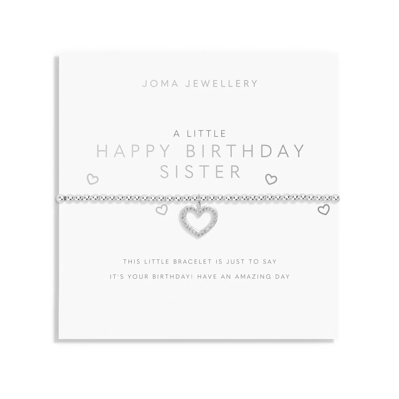 A Little Happy Birthday Sister Silver Plated Bracelet 7406 Joma Jewellery