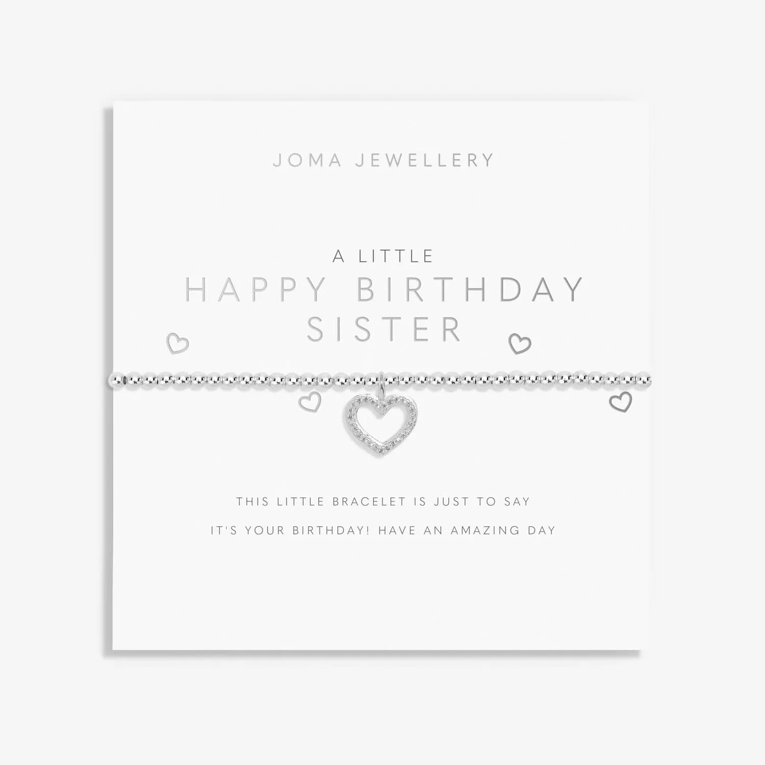 A Little Happy Birthday Sister Silver Plated Bracelet 7406 Joma Jewellery