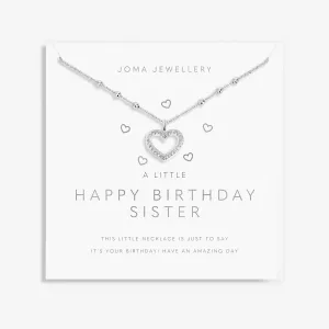 A Little Happy Birthday Sister Silver Plated Necklace 7809 Joma Jewellery