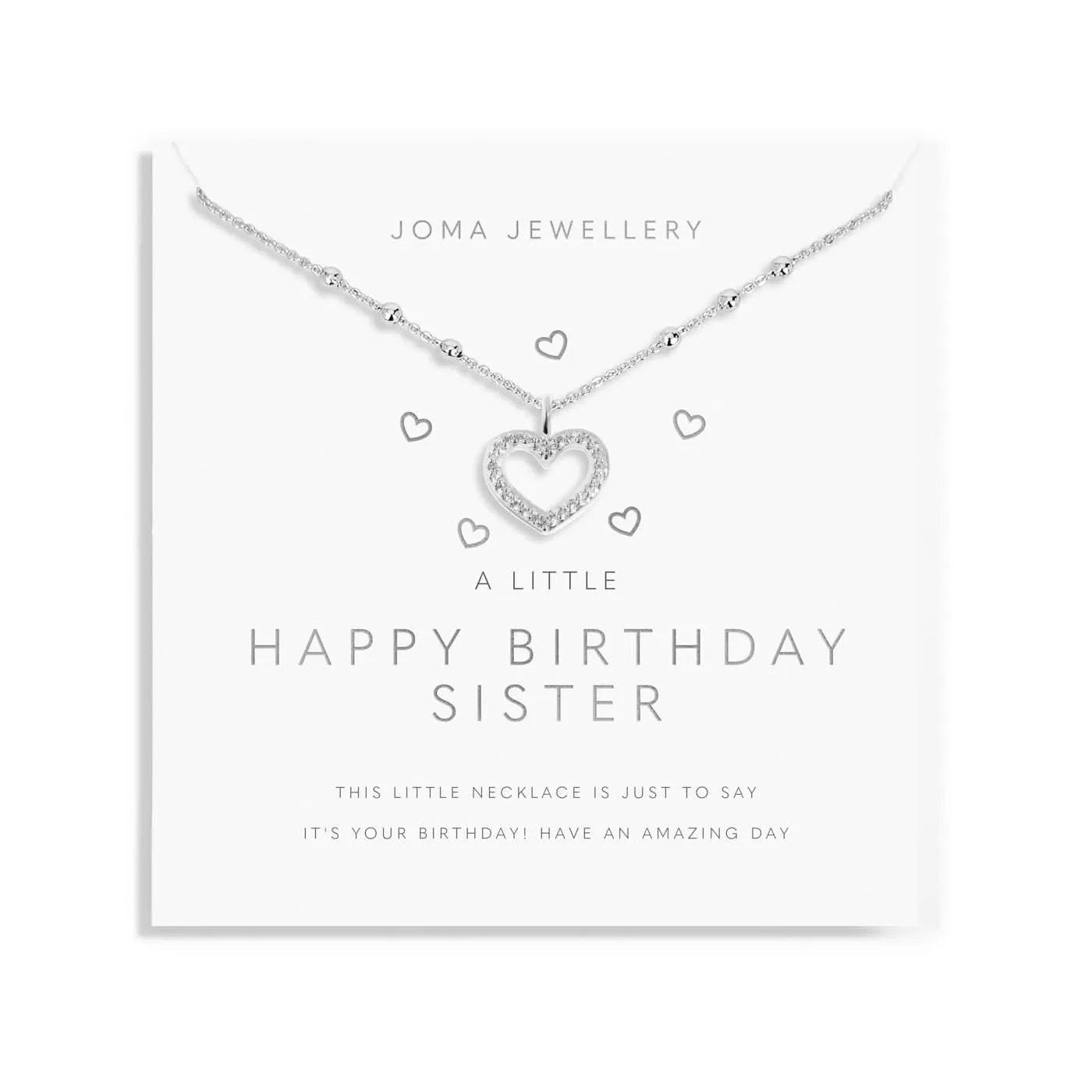 A Little Happy Birthday Sister Silver Plated Necklace 7809 Joma Jewellery