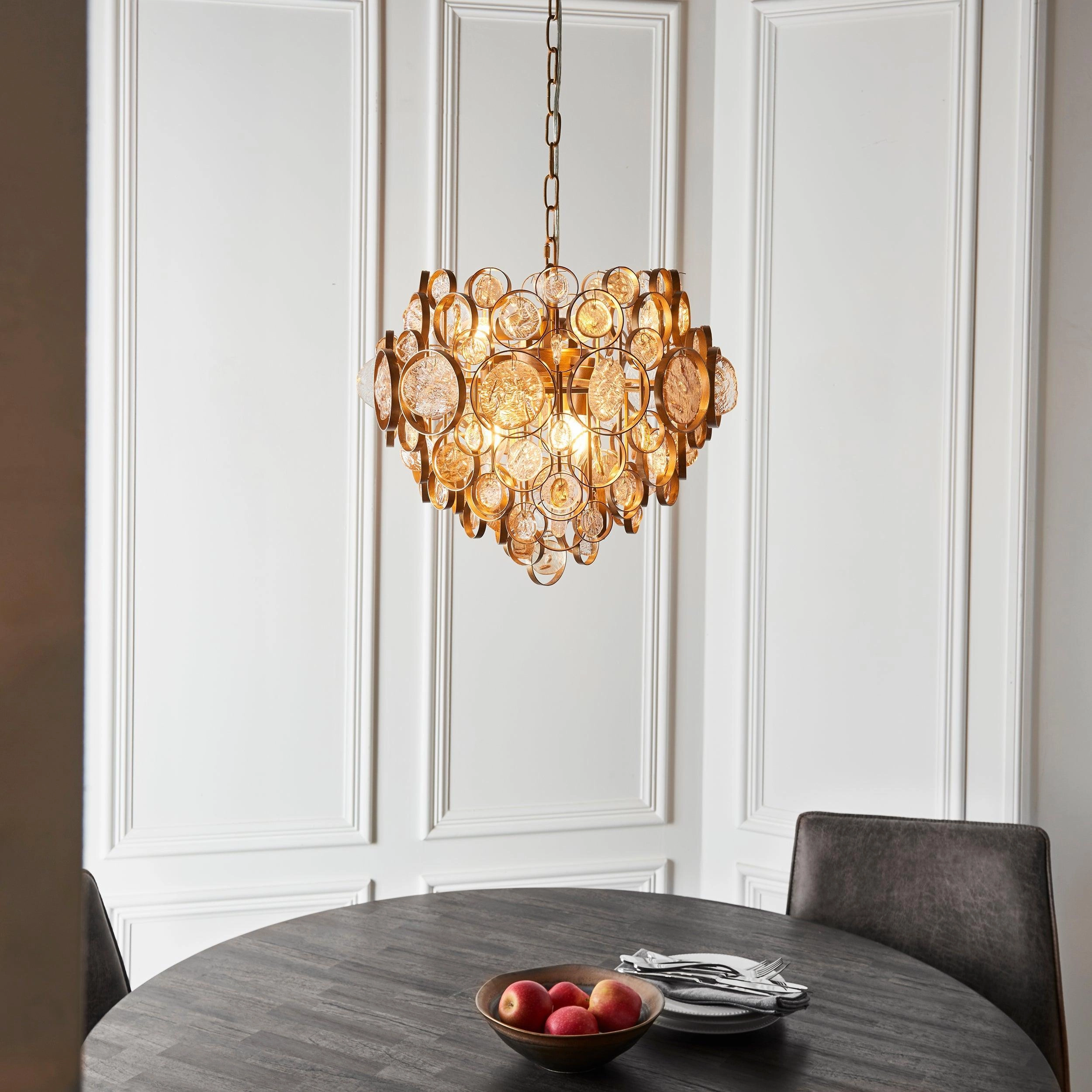 Acton Modern Antique Gold Pendant With Amber Glass Detail