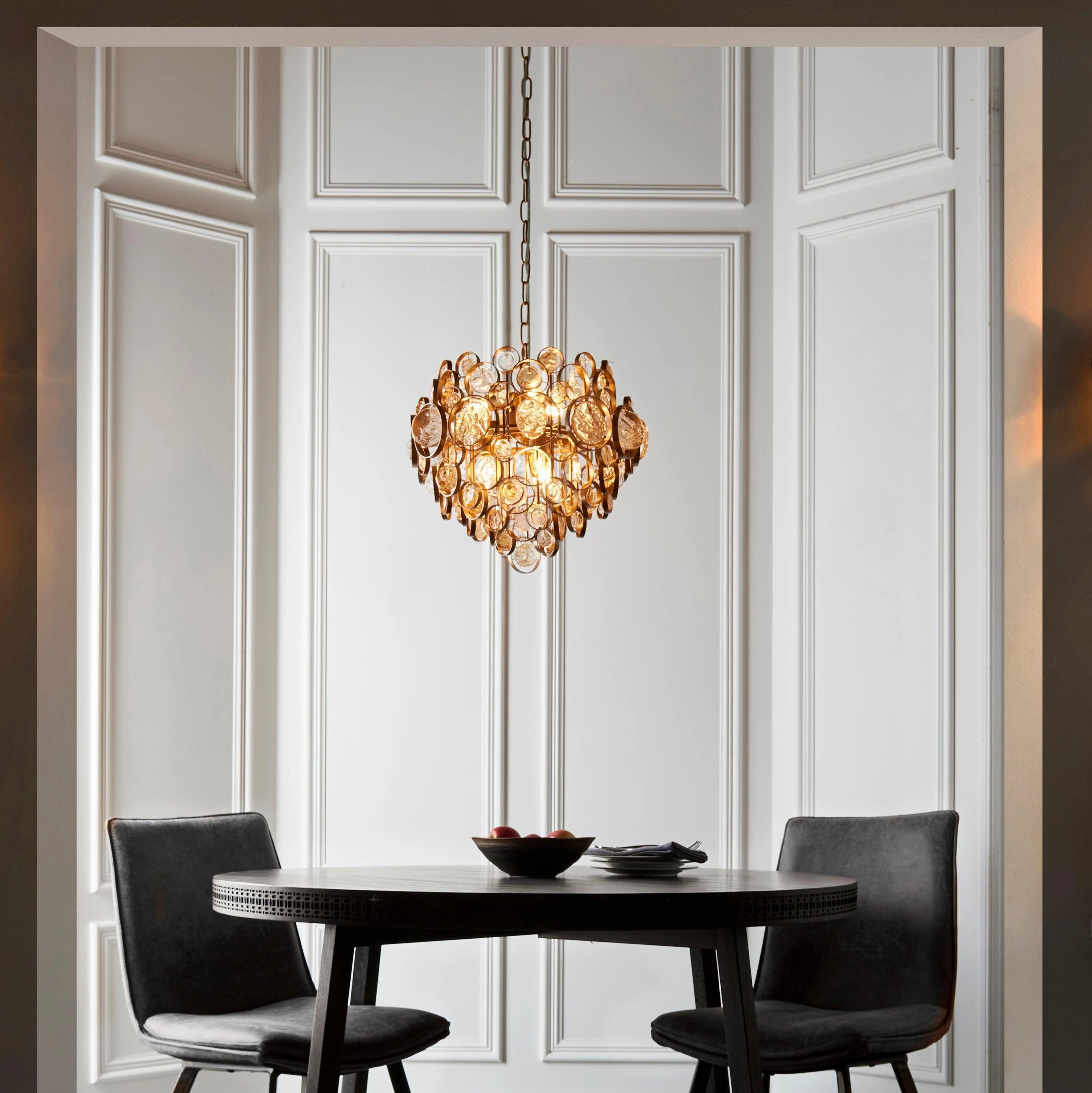 Acton Modern Antique Gold Pendant With Amber Glass Detail