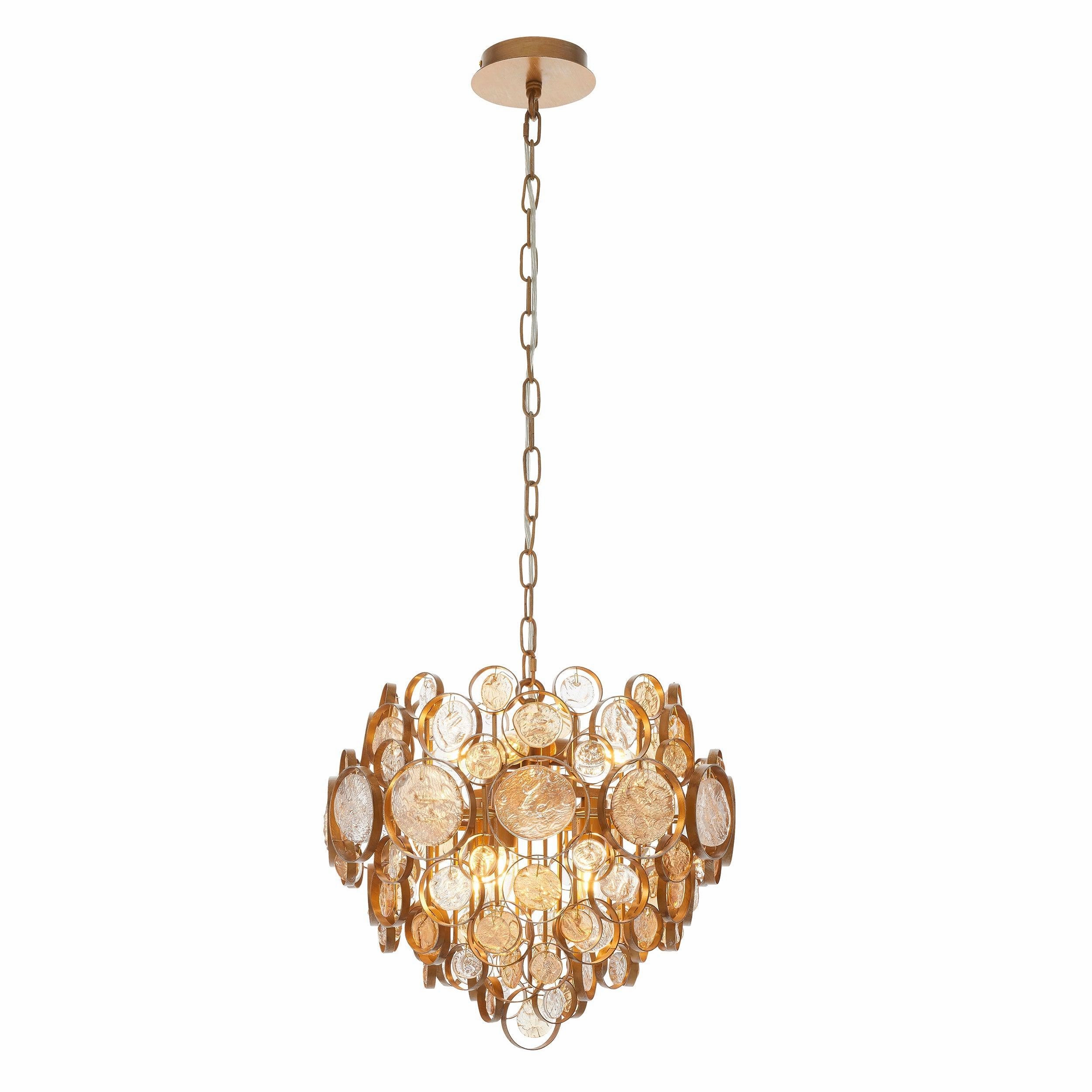 Acton Modern Antique Gold Pendant With Amber Glass Detail