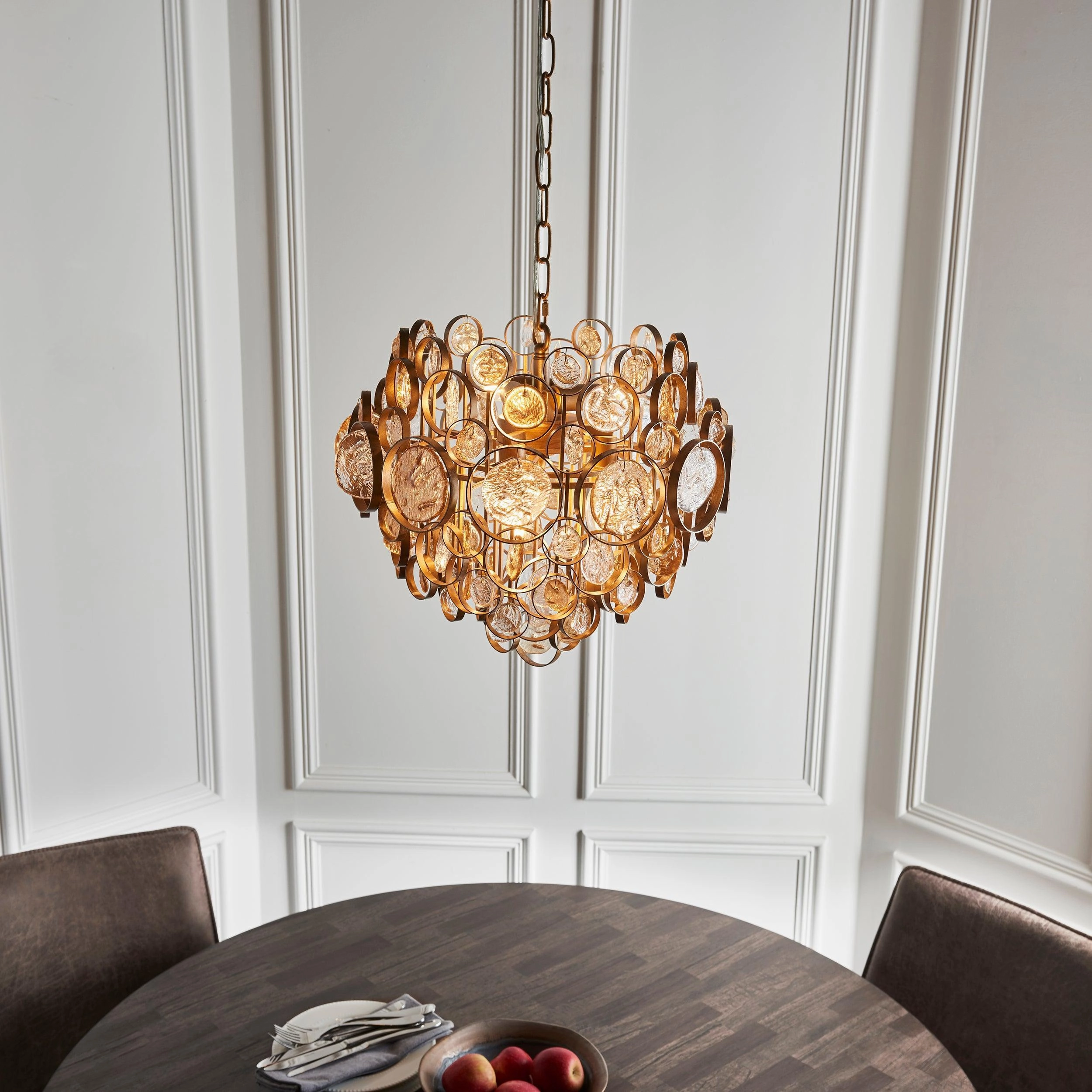 Acton Modern Antique Gold Pendant With Amber Glass Detail