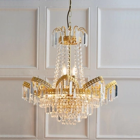 Adagio Clear Faceted Glass & Gold 9 Light Ceiling Pendant modern ceiling lamp