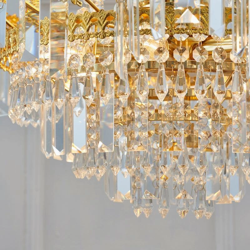 Adagio Clear Faceted Glass & Gold 9 Light Ceiling Pendant