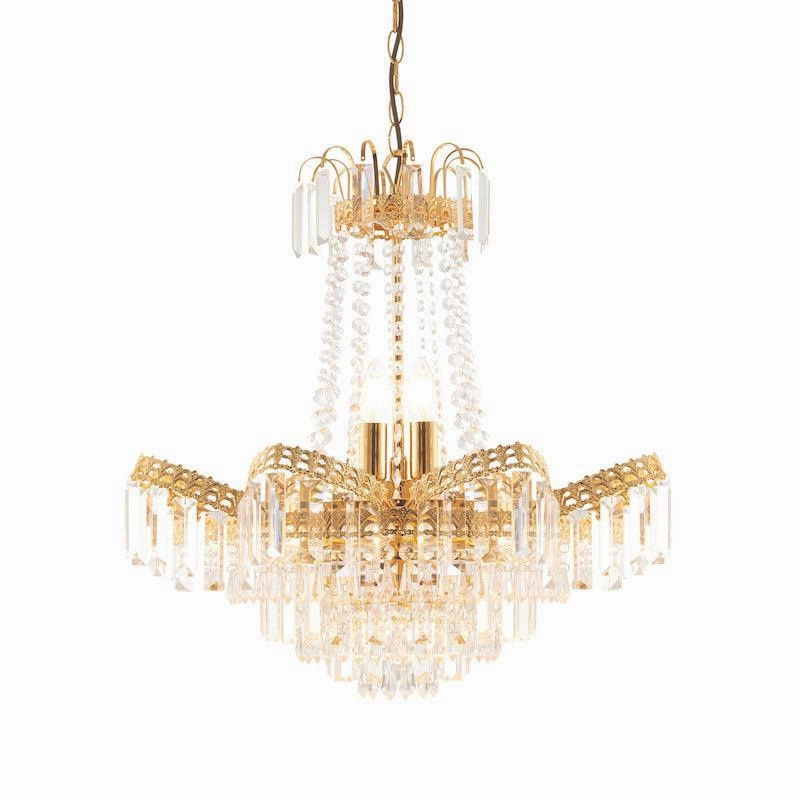 Adagio Clear Faceted Glass & Gold 9 Light Ceiling Pendant