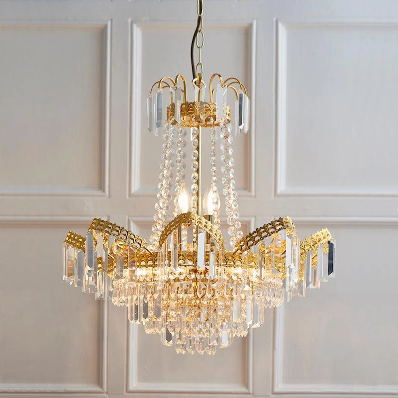 Adagio Clear Faceted Glass & Gold 9 Light Ceiling Pendant modern ceiling lamp