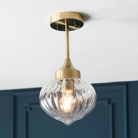 Addington 1 Light Antique Brass Semi Flush Ceiling Light simple ceiling design light