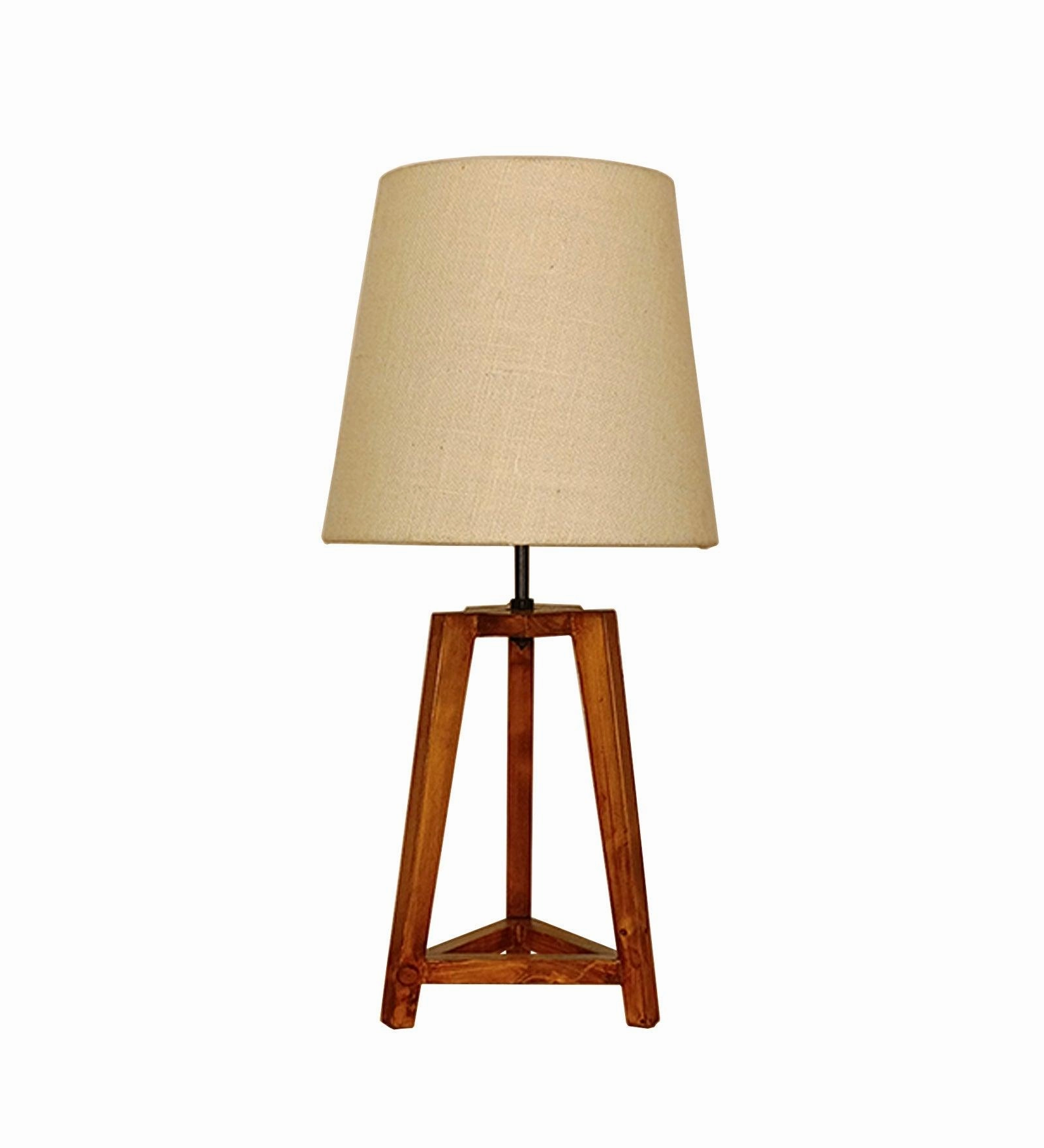 Adrienne Brown Wooden Table Lamp with White Jute Lampshade (BULB NOT INCLUDED)