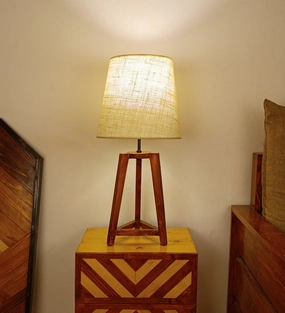 Adrienne Brown Wooden Table Lamp with White Jute Lampshade (BULB NOT INCLUDED) Louis Poulsen chandelier