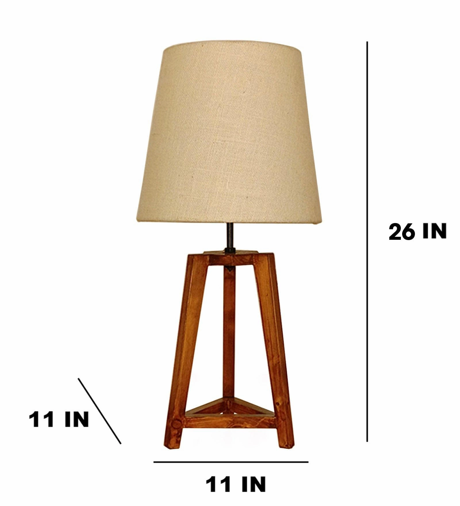 Adrienne Brown Wooden Table Lamp with White Jute Lampshade (BULB NOT INCLUDED)