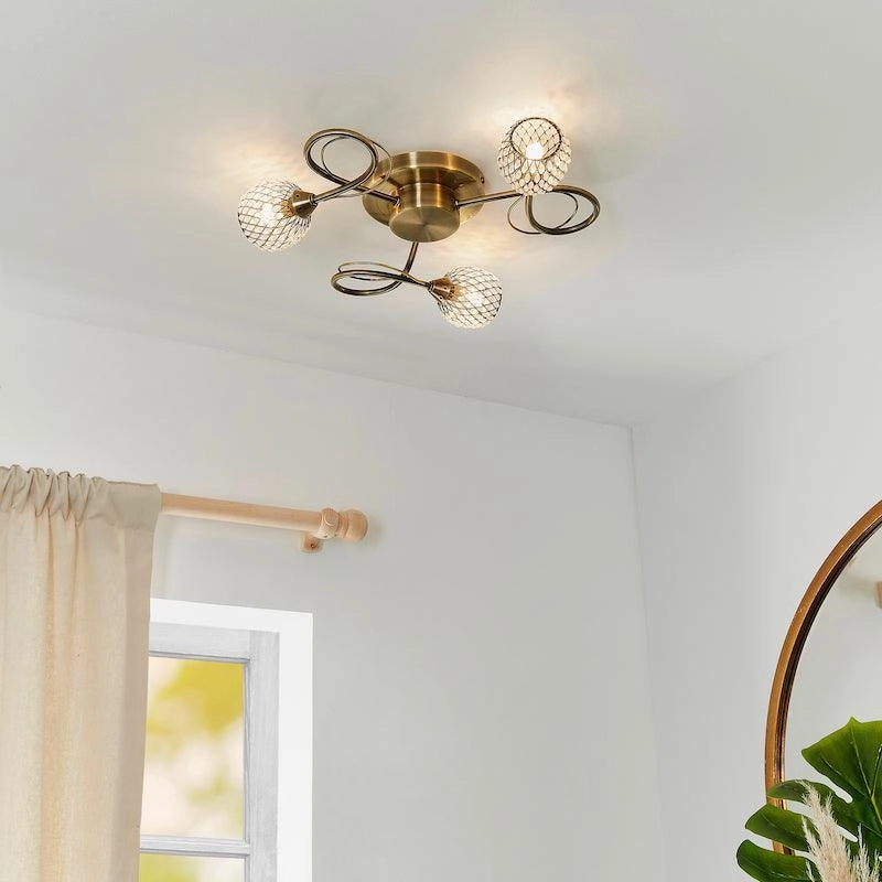 Aherne 3lt Antique Brass Semi Flush Ceiling Light simple ceiling design light