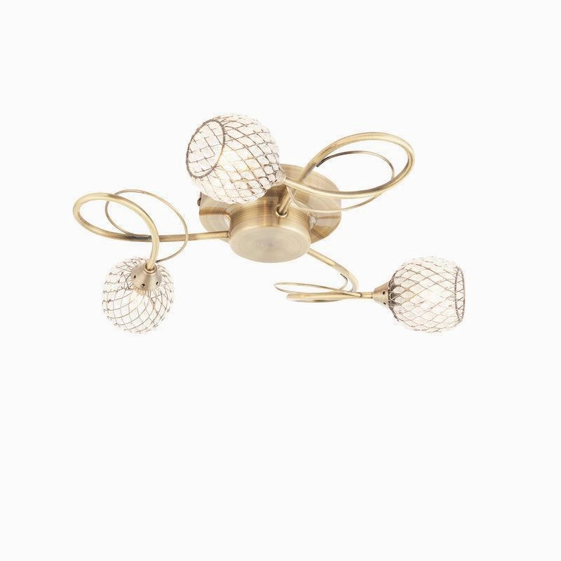 Aherne 3lt Antique Brass Semi Flush Ceiling Light