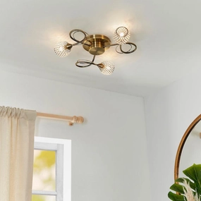 Aherne 3lt Antique Brass Semi Flush Ceiling Light simple ceiling design light