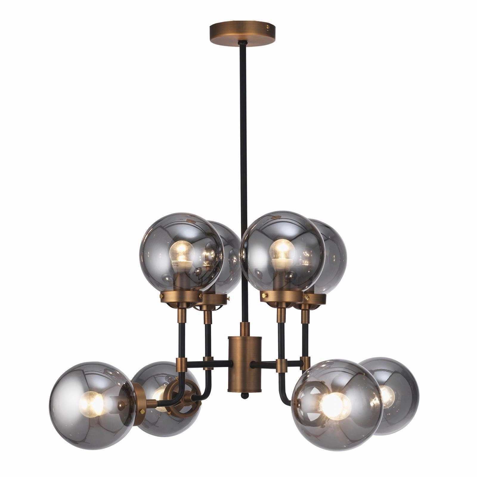 Akron Gold & Black Chandelier With Smoked Glass Shades modern ceiling lamp