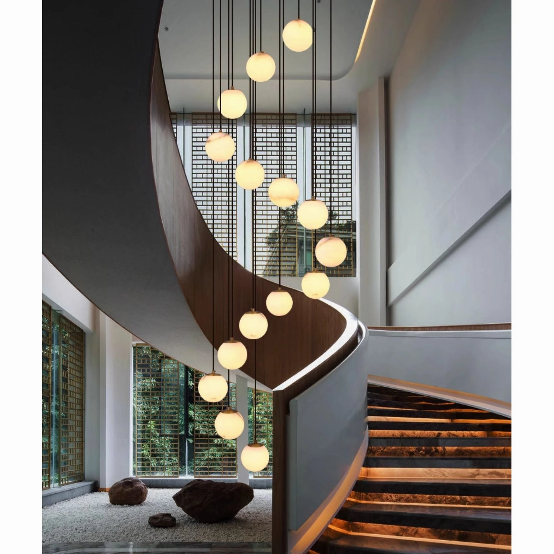 Alabaster Balls Cluster Chandelier