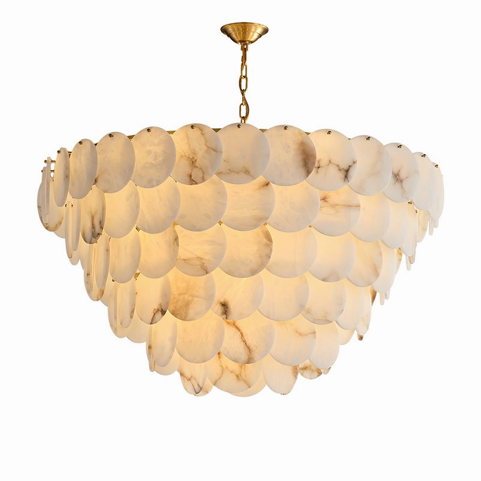 Alabaster Shell Brass Chandelier