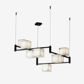 Alabaster Square Box Chandelier modern modeling table light