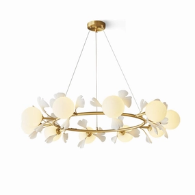 Allanie Gingko Round Chandelier flowerpot LED lamp