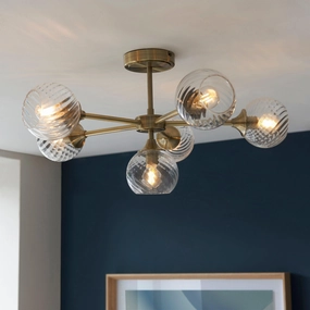 Allegra 6 Light Brass Semi Flush - Glass Shades simple ceiling design light