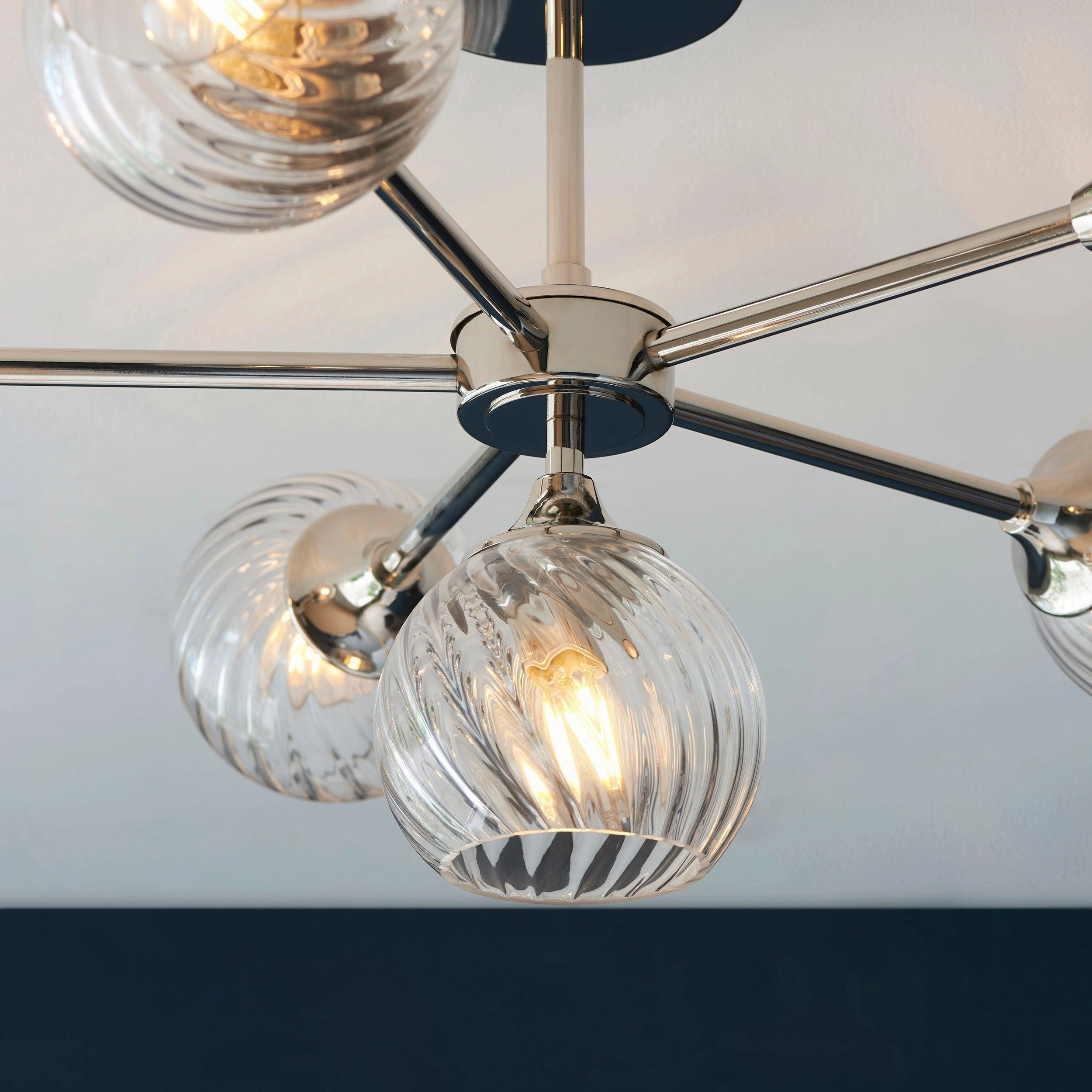 Allegra 6 Light Nickel Semi Flush - Glass Shades