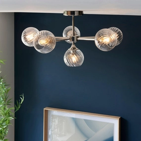 Allegra 6 Light Nickel Semi Flush - Glass Shades simple ceiling design light