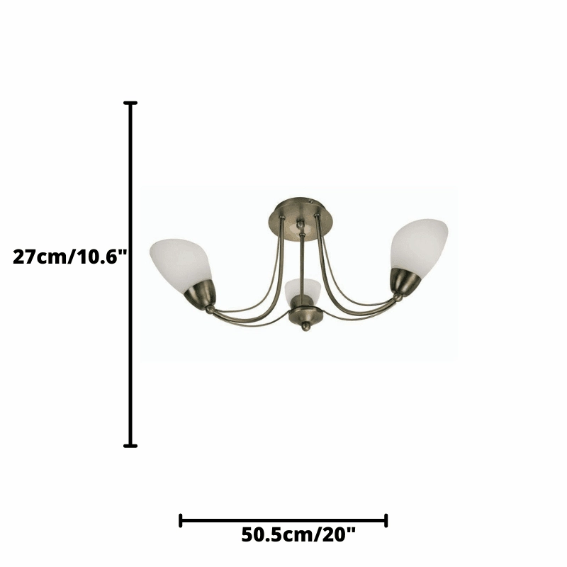 Altair 3 Light Antique Brass Semi Flush Ceiling Light