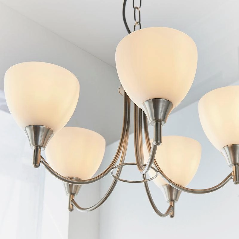 Alton 5 Light Satin Nickel Semi Flush Ceiling Light