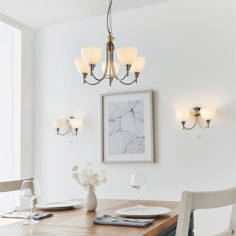 Alton 5 Light Satin Nickel Semi Flush Ceiling Light