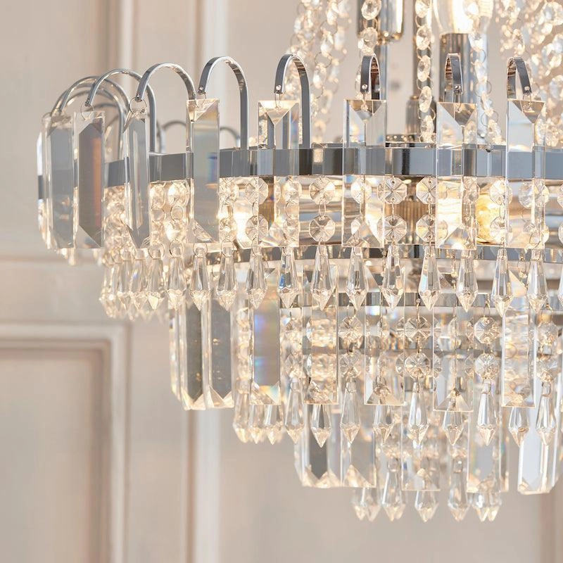 Amadis Clear Faceted Glass & Chrome Pendant Ceiling Light