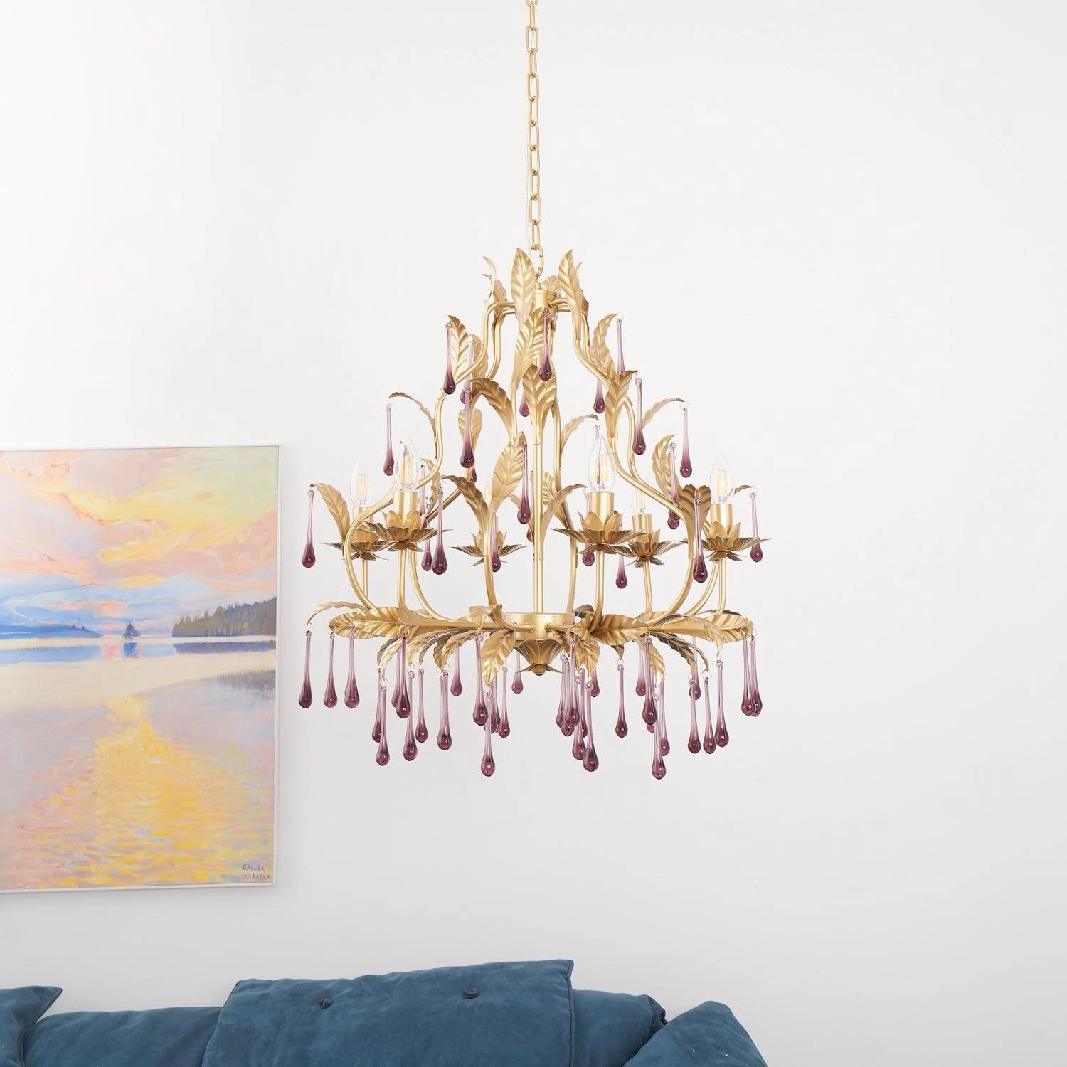Amethyst Drops Glass Chandelier
