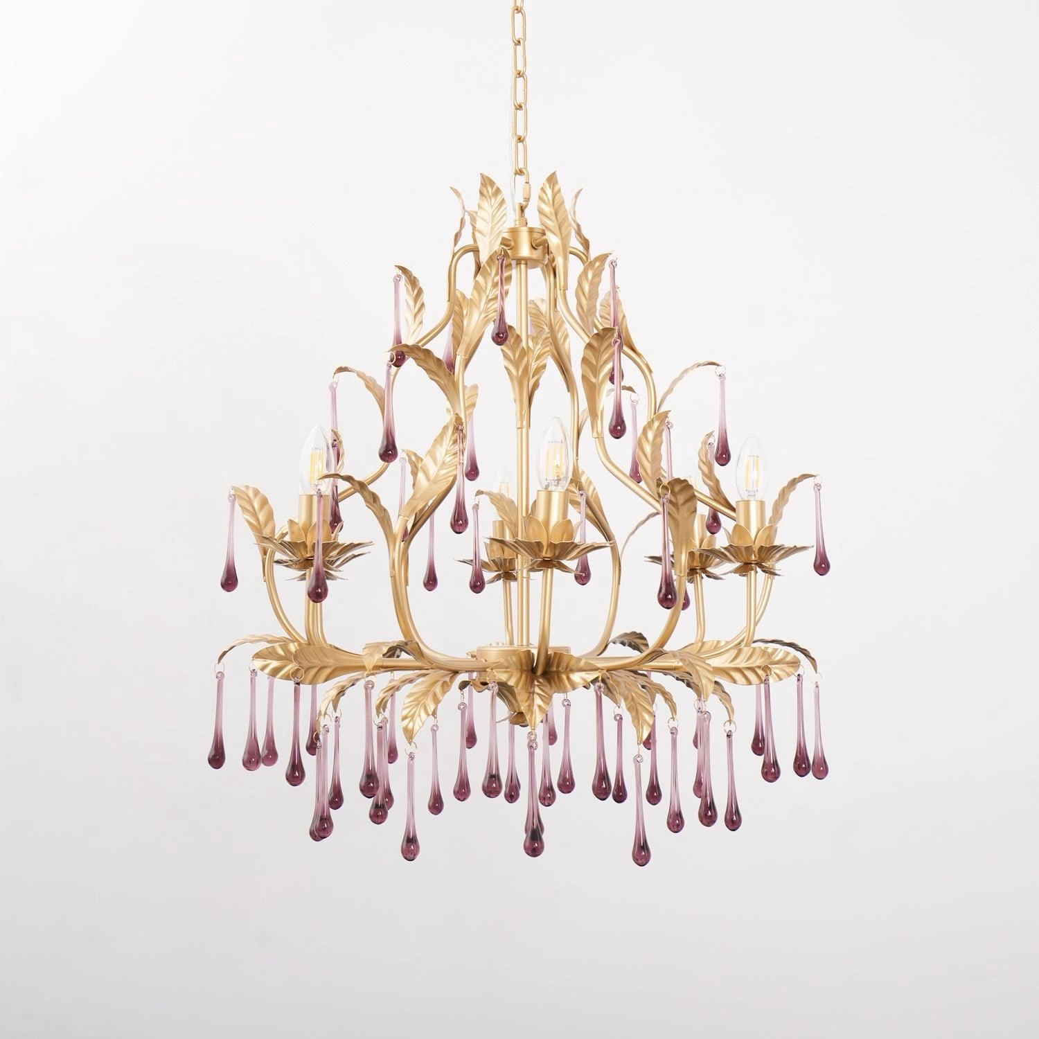Amethyst Drops Glass Chandelier