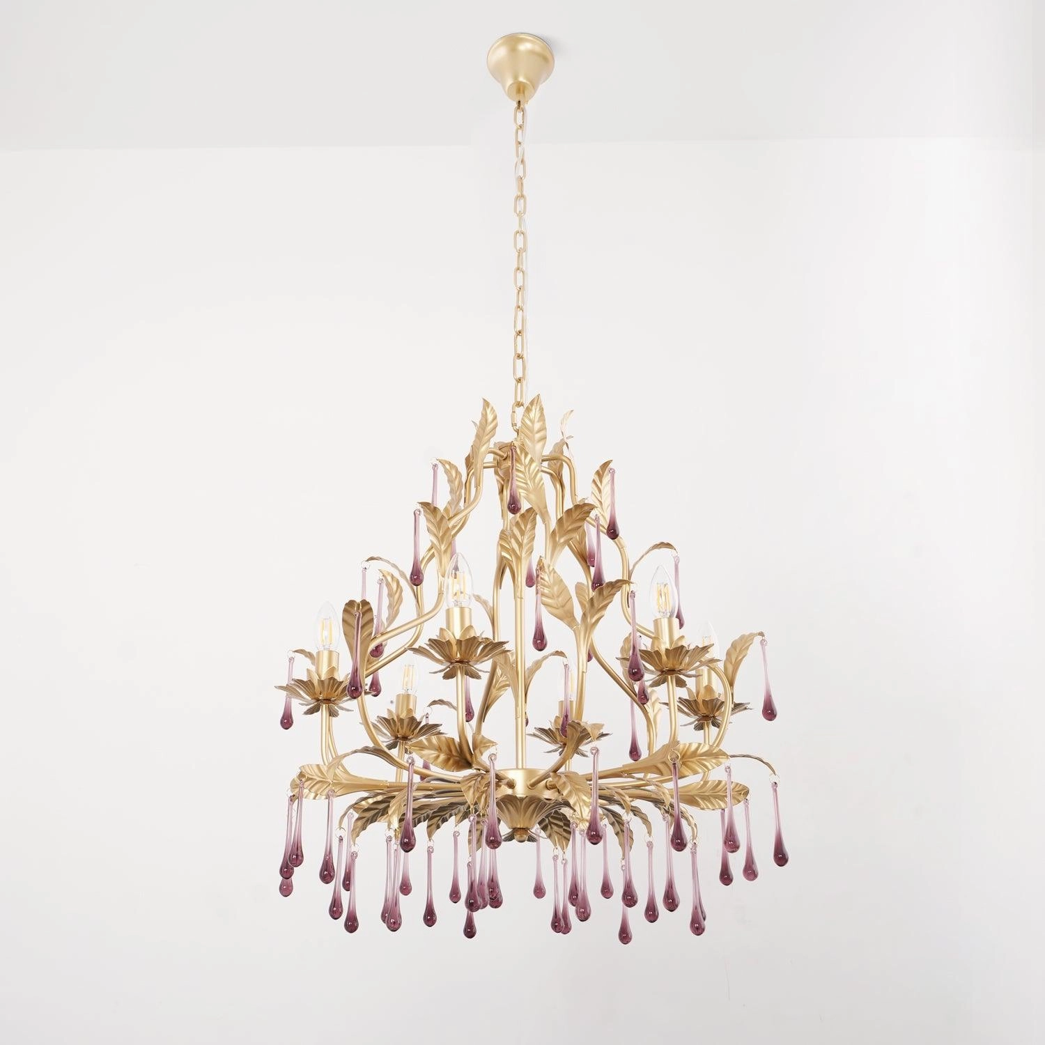 Amethyst Drops Glass Chandelier