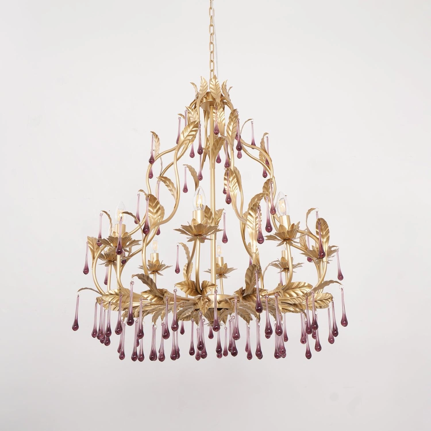 Amethyst Drops Glass Chandelier