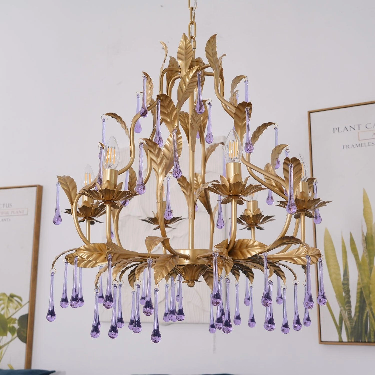 Amethyst Drops Glass Chandelier