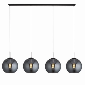 Amsterdam 4 Light Bar Black Pendant - Smoked Glass Shade minimalist ceiling light