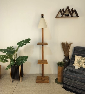 Andre Wooden Floor Lamp with Brown Base and Jute Fabric Lampshade (BULB NOT INCLUDED) garden LED light