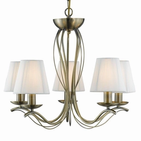 Andretti 5 Light Brass Chandelier Cream String Shades simple ceiling design light
