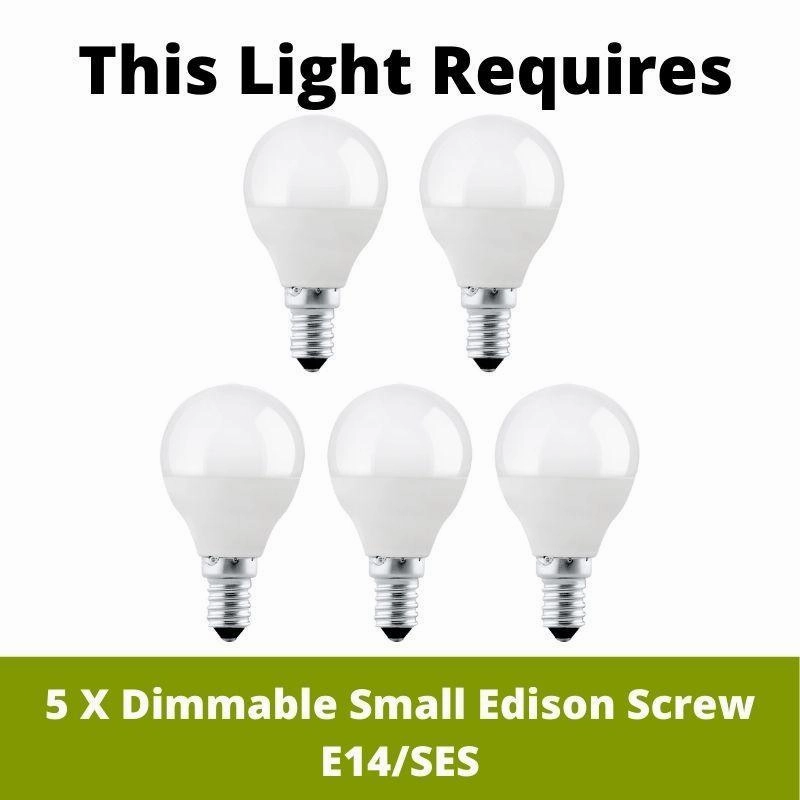 Andretti 5 Light Brass Chandelier Cream String Shades