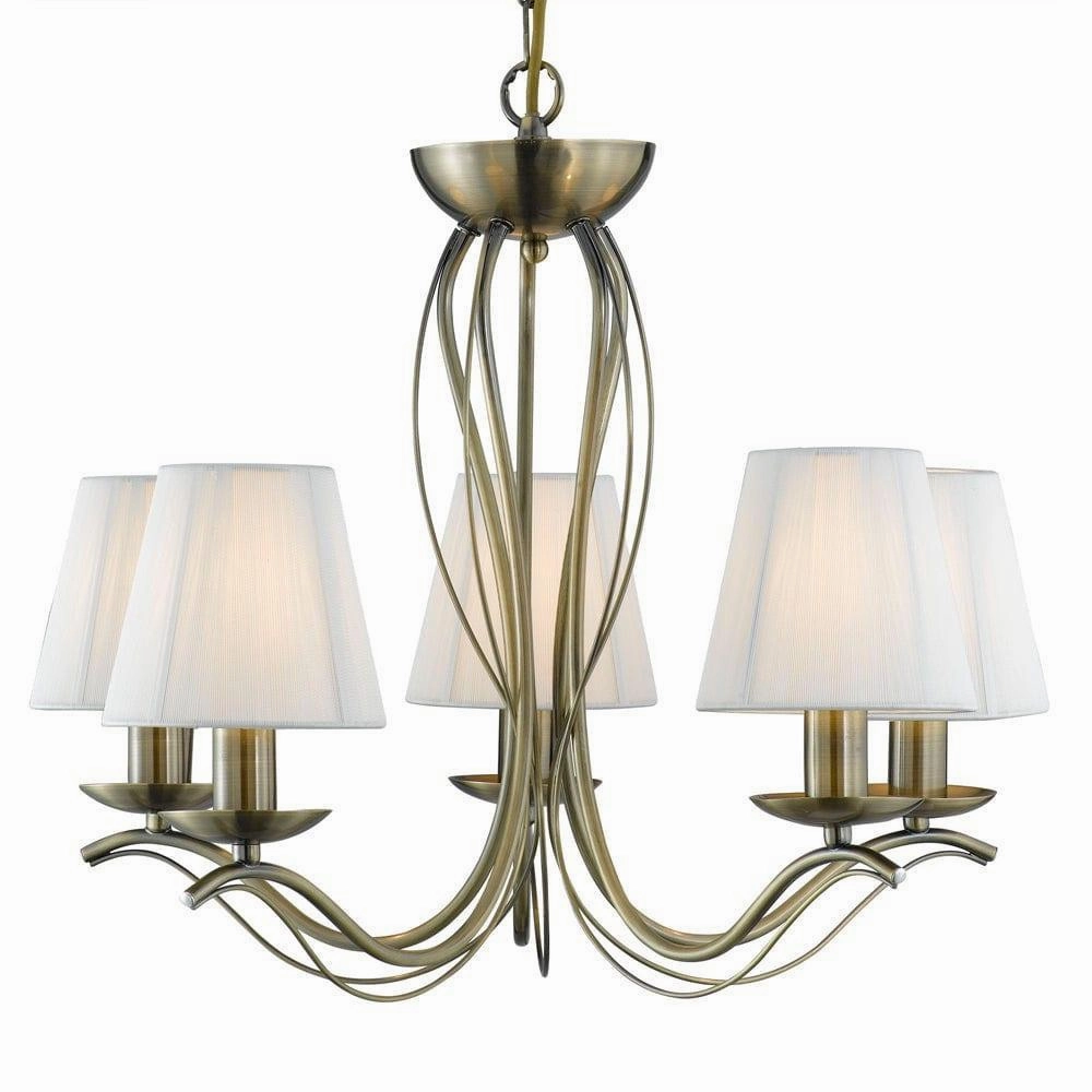 Andretti 5 Light Brass Chandelier Cream String Shades simple ceiling design light